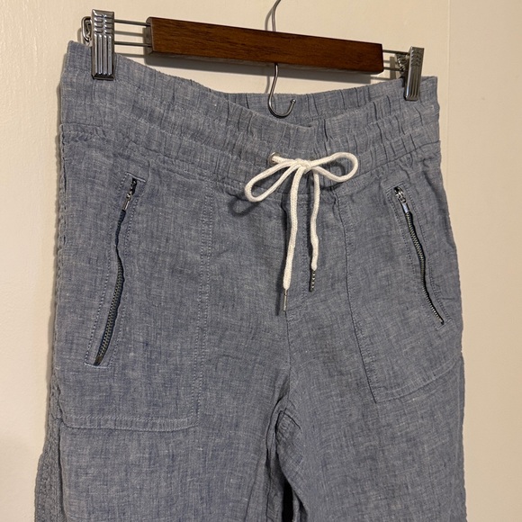 Athleta Cabo Linen Wide Leg Pants Blue - Picture 4 of 12